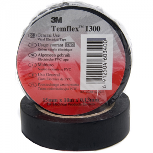 1300 TEMFLEX 3М ПВХ Изолента универсальная, черная, 15мм х 10м, толщина 0,13мм